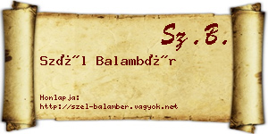 Szél Balambér névjegykártya